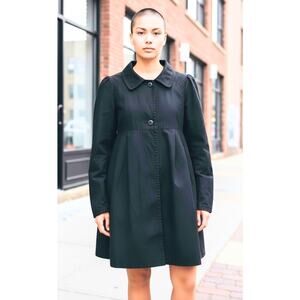 Vintage B's Closet Black Rain Trench Coat Sz M Baby Doll Y2K Retro Puff Sleeve